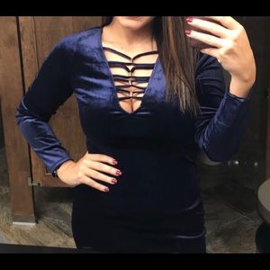 Velvet Navy Blue Dress - Looks beautiful on!